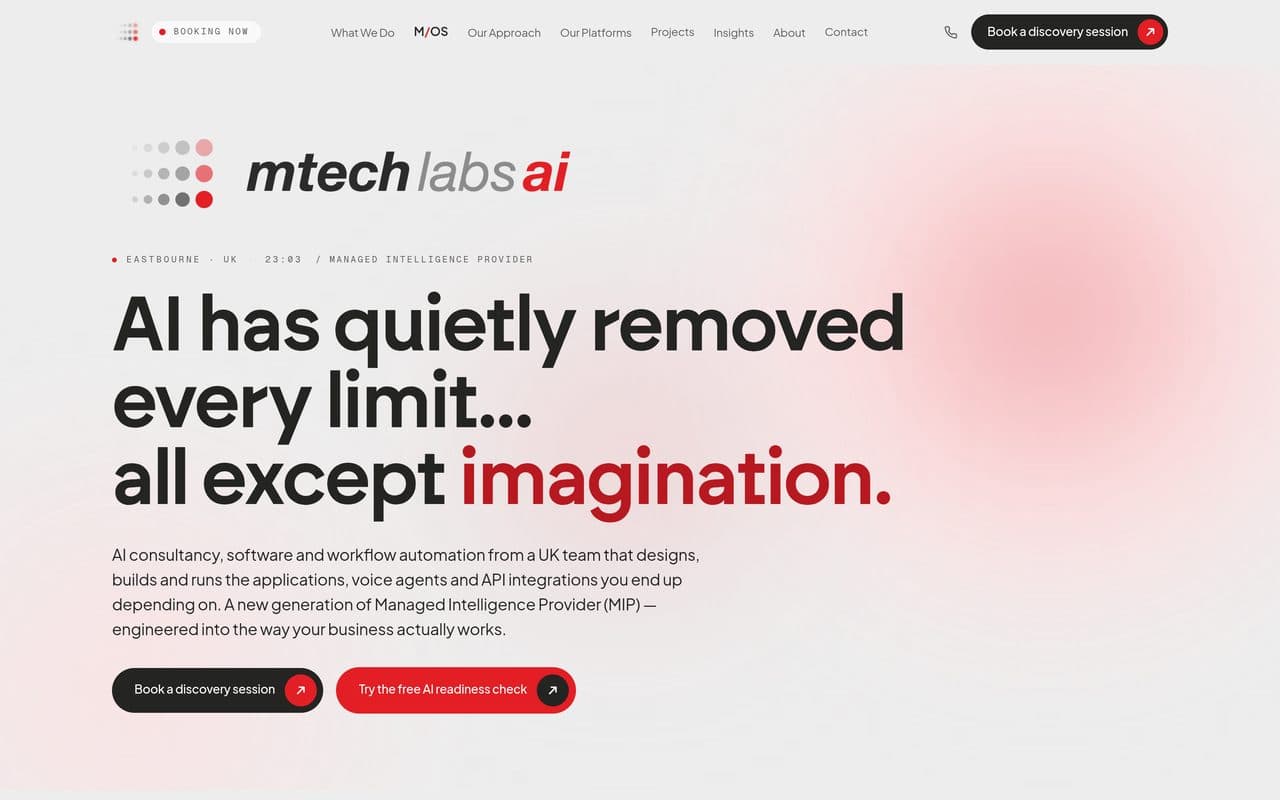 M-Tech Labs AI website