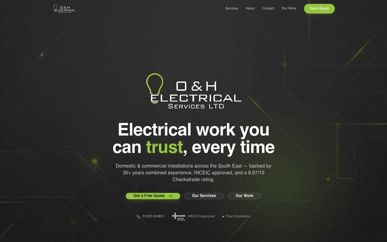 O&H Electrical Services website
