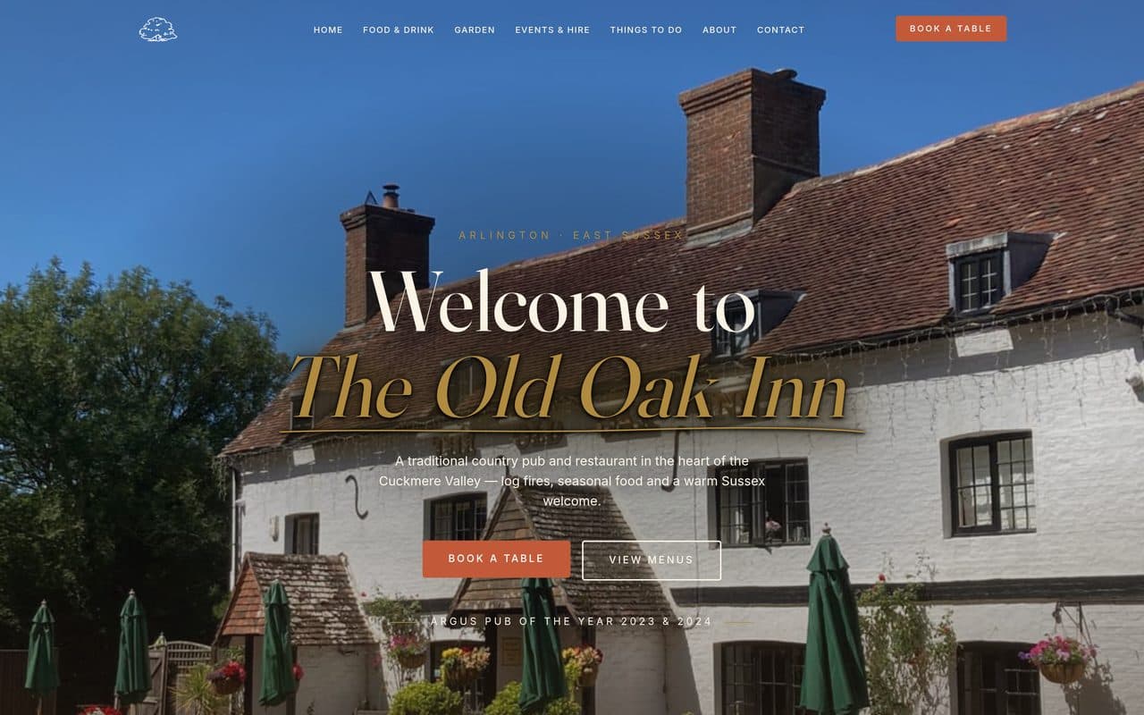 The Old Oak Inn website